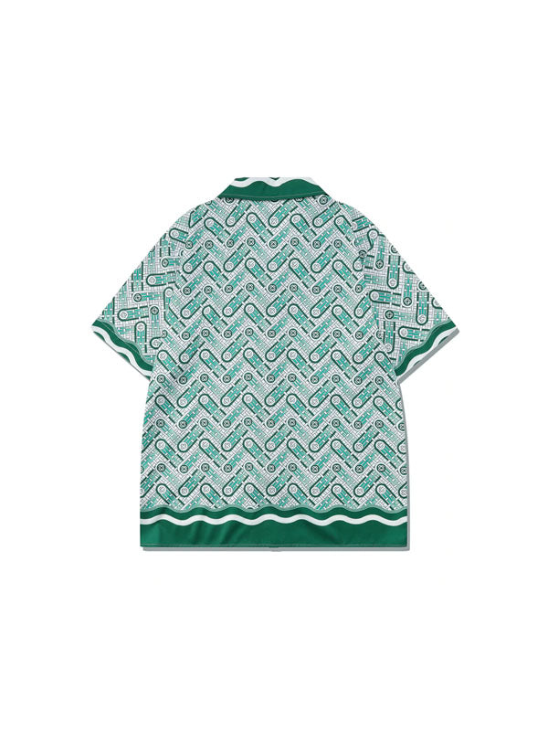 Green Print Short Sleeve Shirt 2