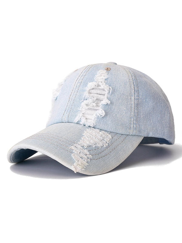 Light Distressed Denim Baseball Cap