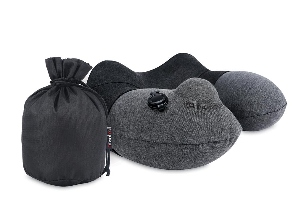 Travelmall Inflatable Neck Pillow With Patented 3D Pump in Black Color