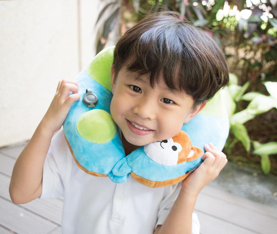 Travelmall Kid's Inflatable Neck Pillow With Patented 3D Pump, Shiba Inu Edition