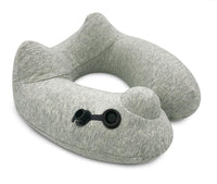 Travelmall Inflatable Neck Pillow With Patented Pump and Foldable Hood in Grey Color