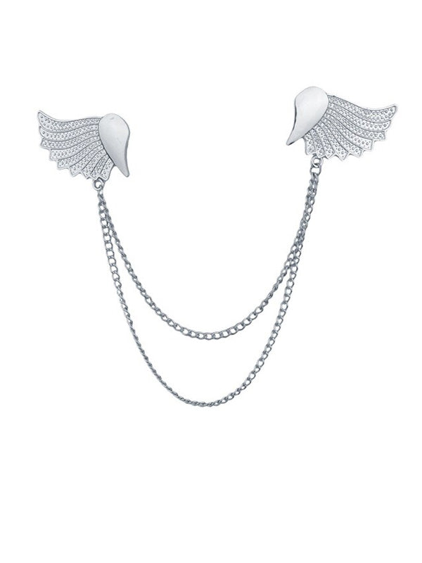 Silver Wings with Chain Brooch