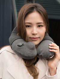Travelmall Inflatable Neck Pillow With Patented 3D Pump in Black Color