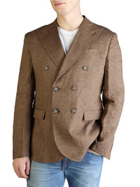 Yes Zee Linen Jacket  in Brown Color