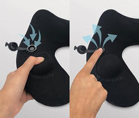 Travelmall Inflatable Neck Pillow With Patented Pump and Foldable Hood in Black Color