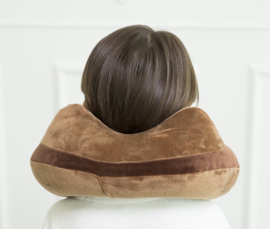 Travelmall Kid's Inflatable Neck Pillow With Patented 3D Pump, Bull Dog Brown Edition