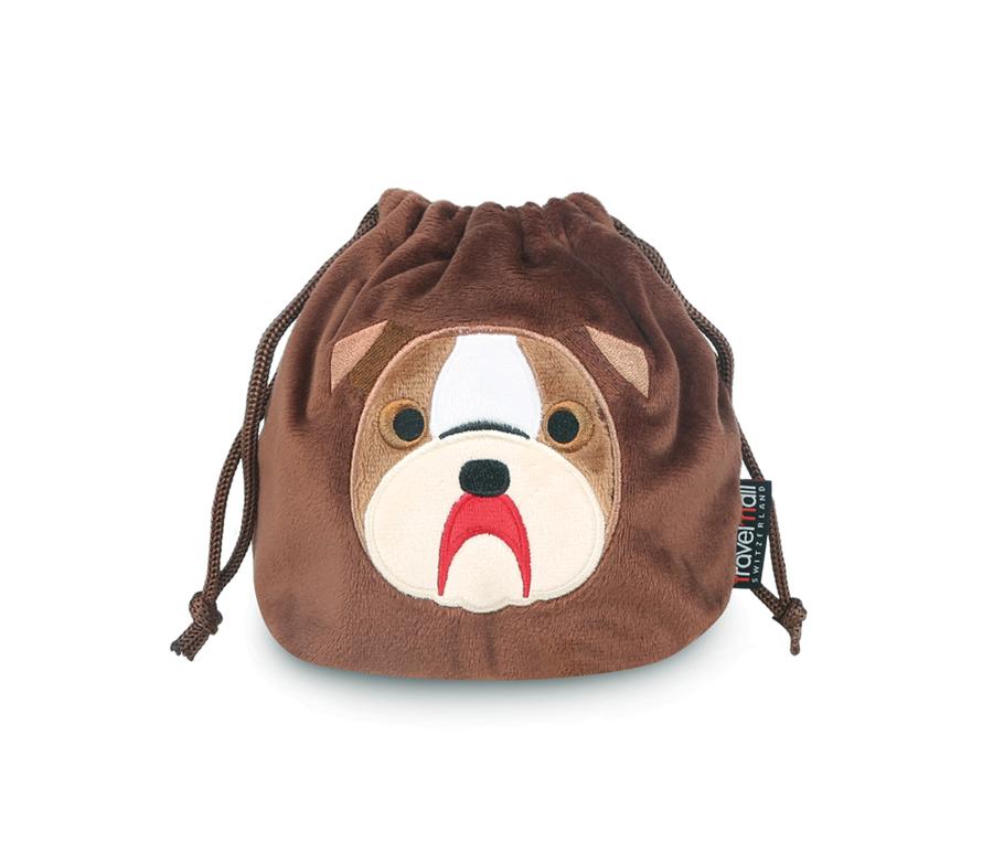 Travelmall Kid's Inflatable Neck Pillow With Patented 3D Pump, Bull Dog Brown Edition
