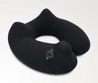 Travelmall Inflatable Neck Pillow With Patented Pump and Foldable Hood in Black Color