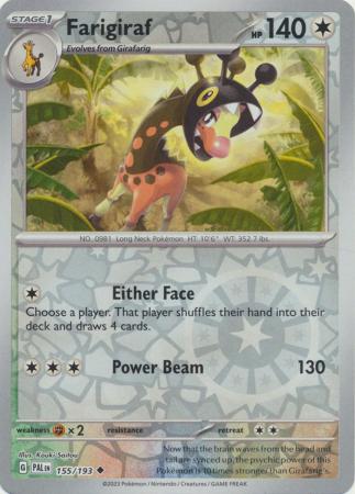 Pokemon Scarlet & Violet Paldea Evolved Farigiraf Card Reverse Holo