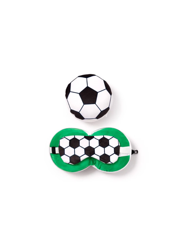Travelmall 3D Football Shaped Travel Pillow & with Eye Mask Set