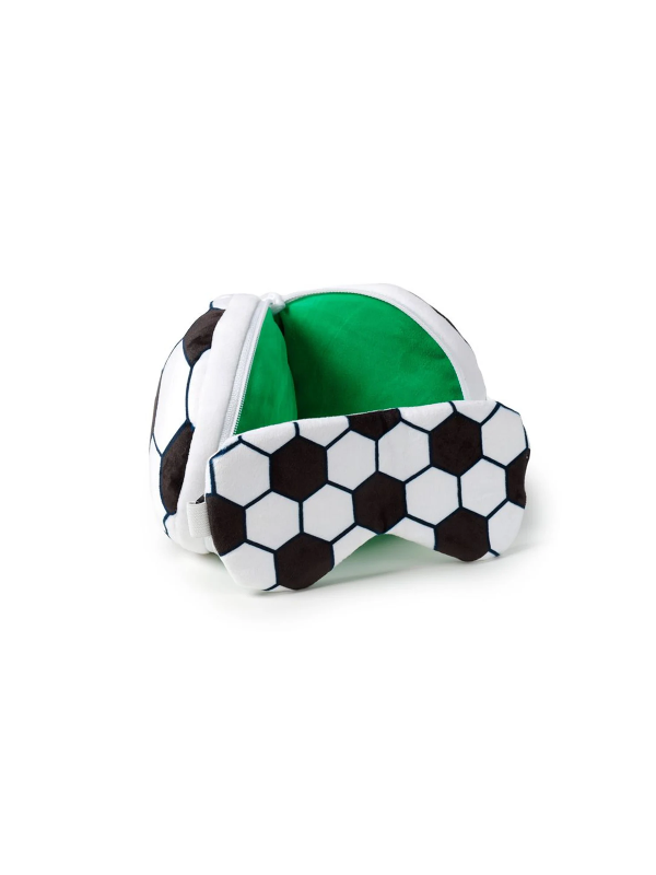 Travelmall 3D Football Shaped Travel Pillow & with Eye Mask Set