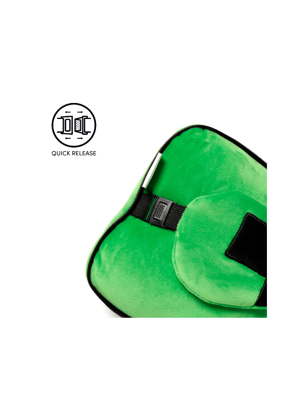 Travelmall Minecraft Creeper Shaped Plush Travel Pillow & Eye Mask Set