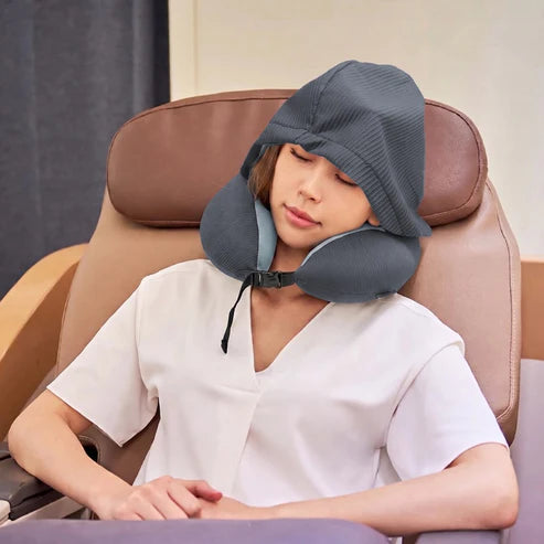 Travelmall Foldable Memory Foam Pillow with Hood (Cool)
