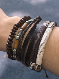4 Leather And Beads Bracelet Set 2