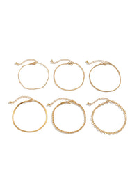6 Pieces Chain Bracelet Set in Gold Color