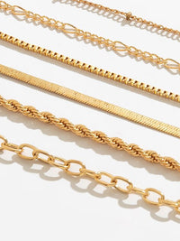6 Pieces Chain Bracelet Set in Gold Color 3
