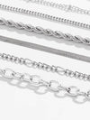 6 Pieces Chain Bracelet Set in Silver Color 3