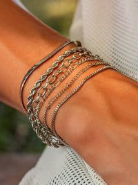 6 Pieces Chain Bracelet Set in Silver Color 4