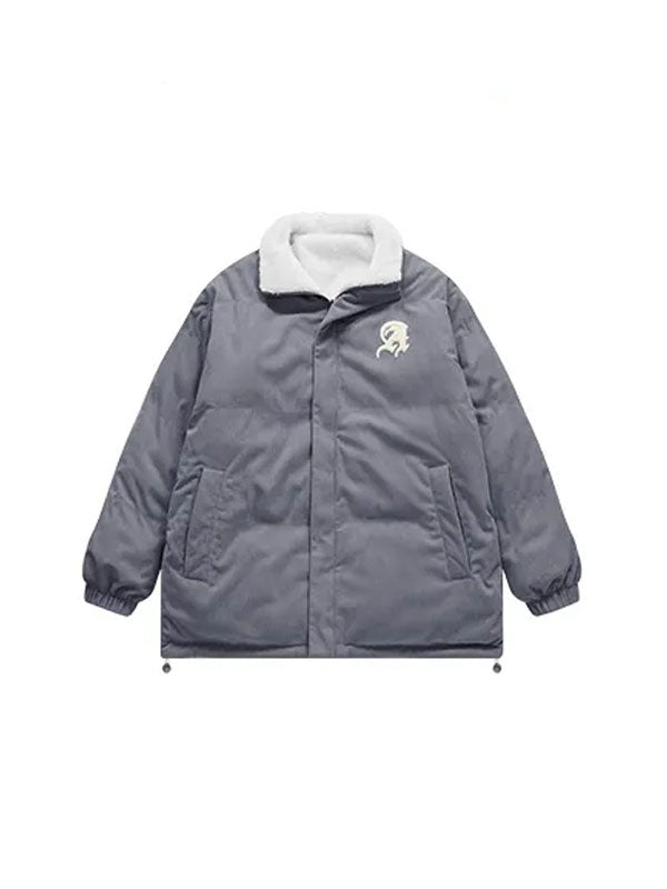 "A" Reversible Corduroy Fleece Jacket in Grey Color 2