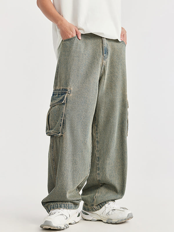 Acid Washed Wide Leg Jeans with Side Pockets 8