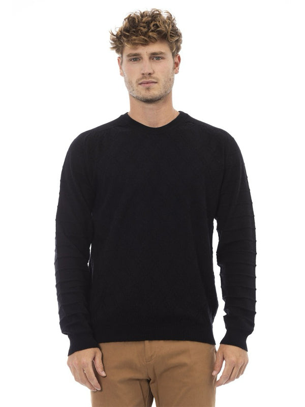 Alpha Studio Wool Blend Round Neck Sweater