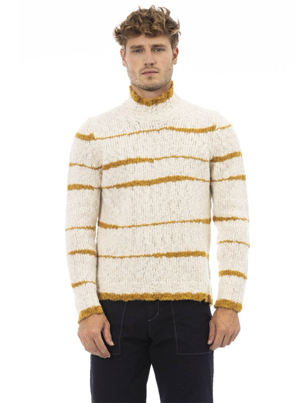 Alpha Studio Wool Cream Polo Neck Sweater