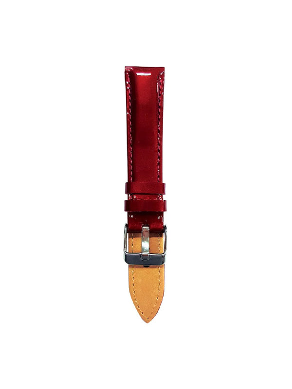 ARIES GOLD BURGUNDY GLOSS AG-L0024 SILVER BUCKLE RED LEATHER STRAP