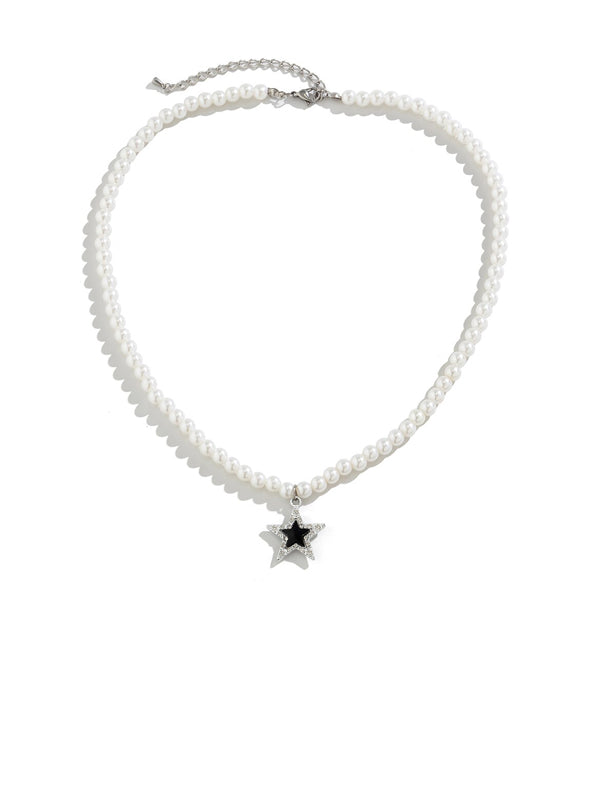 Beaded Pearl Necklace with Star Pendant