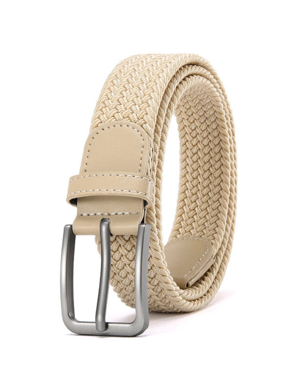 Beige Elastic Braided Belt 