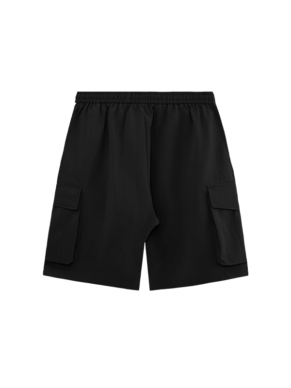 Black Crepe Fabric Style Cargo Shorts 2