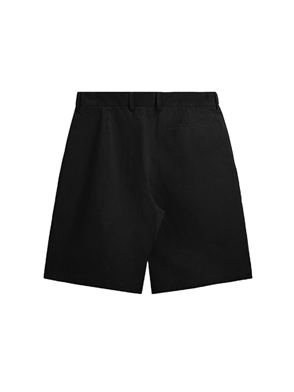 Black Cropped Pleated Suit Shorts 2