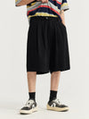 Black Cropped Pleated Suit Shorts 6