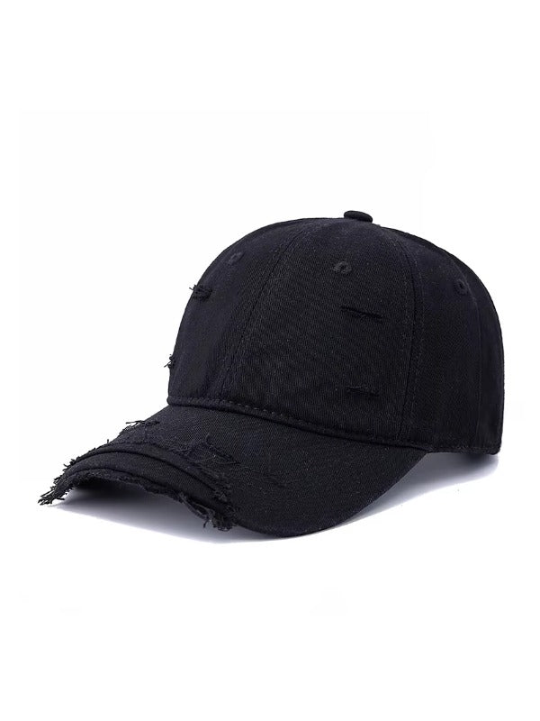 Black Distressed Washed Baseball Cap