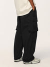 Black Drawstring Cargo Pants with Elastic Ankle Rope  3