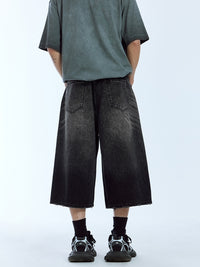 Black Gradient Wash Water Cropped Denim Trousers 13