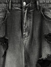 Black Grey Distressed Jeans 6
