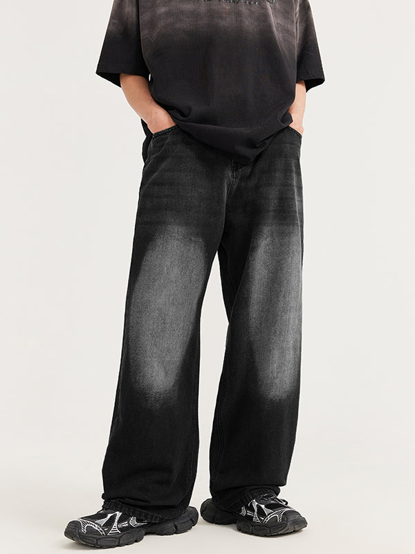 Black Grey Wide Leg Jeans  4