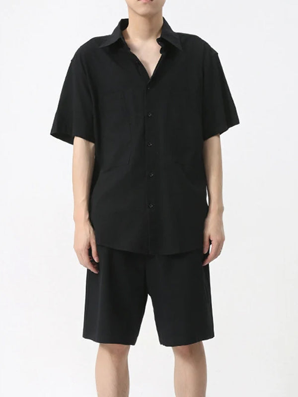 Black Short Sleeve Shirt & Shorts Set 2