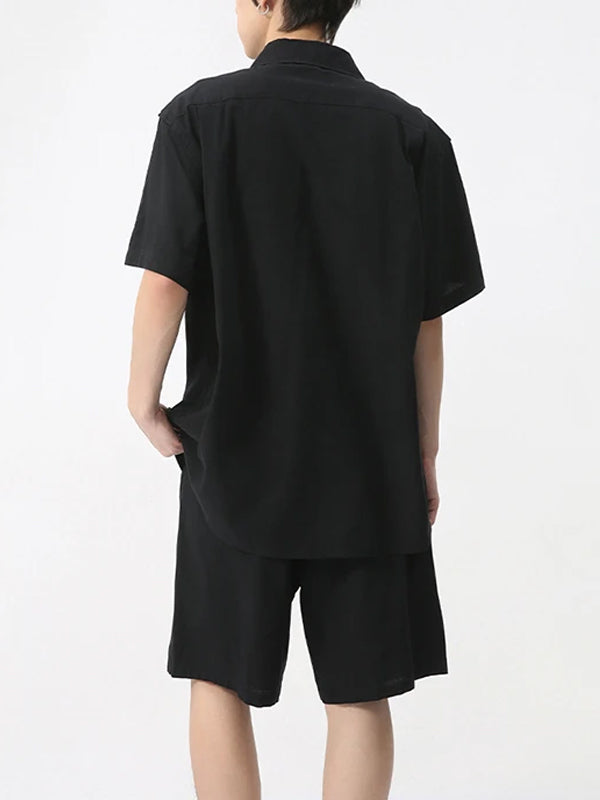 Black Short Sleeve Shirt & Shorts Set 3