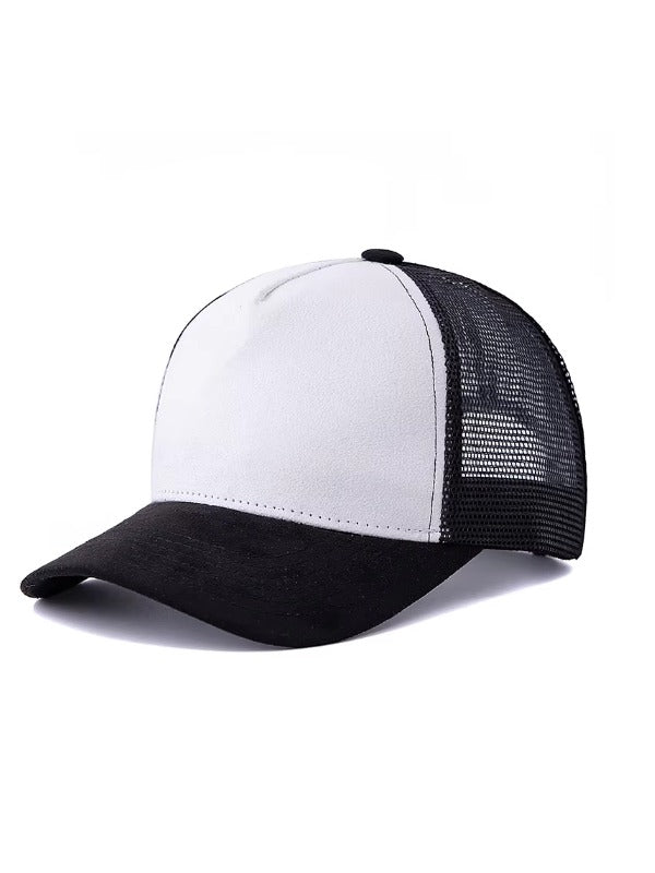 Black White Curved Brim Trucker Cap