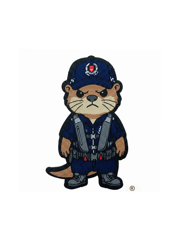 Black Stealth Iron On Patch Warrant Officer Dobhar-chú™ in Police Coast Guard Uniform