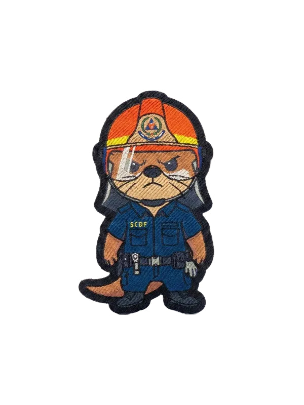 Black Stealth Iron On Patch Warrant Officer Dobhar-chú™ in SCDF Uniform