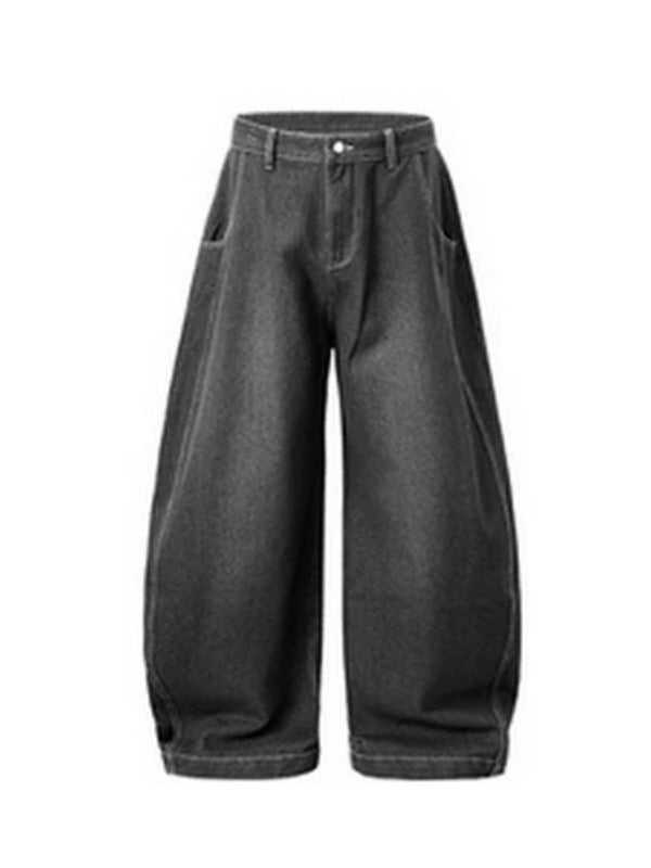 Black  Washed and Distressed Machete Baggy Jeans