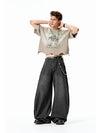 Black  Washed and Distressed Machete Baggy Jeans 3
