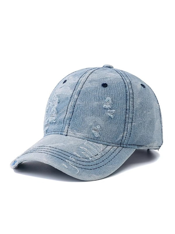 Blue Camo Distressed Washed Baseball Cap