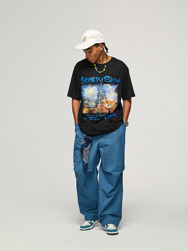 Blue Cargo Pants with Drawstring 3