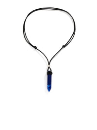 Blue Resin Pendant with Rope Necklace