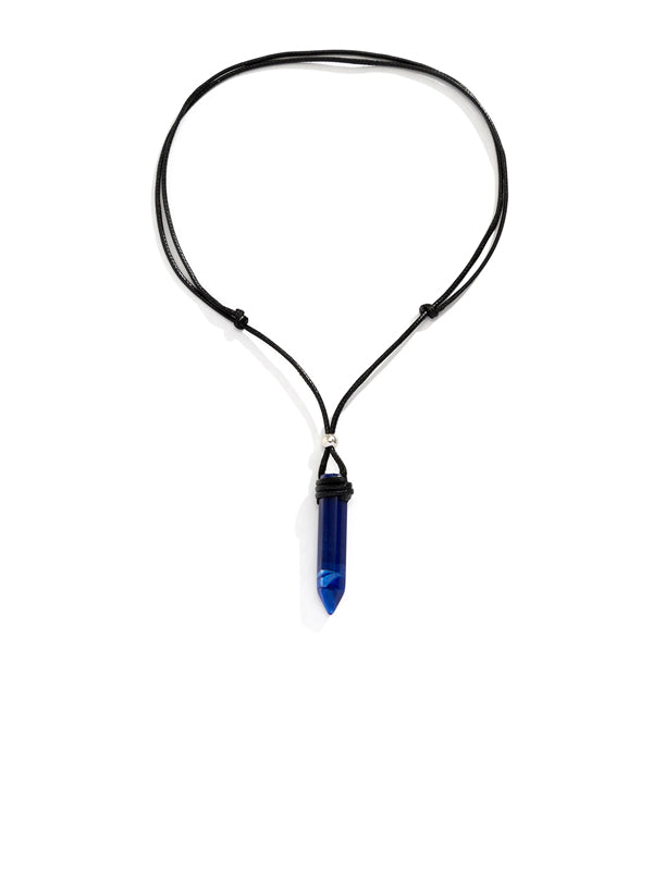 Blue Resin Pendant with Rope Necklace
