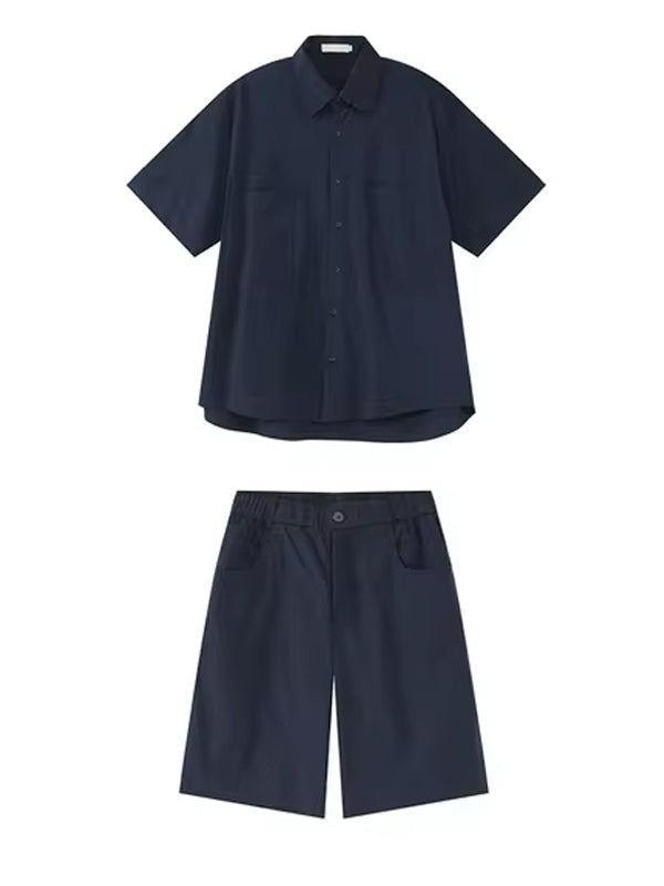 Blue Short Sleeve Shirt & Shorts Set