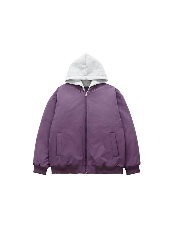 Bomber Jacket with Detachable Hood in Purple Color